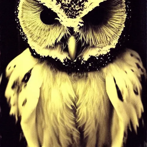 Prompt: 1 9 7 0 s disco era glamour shot of an owl with an afro