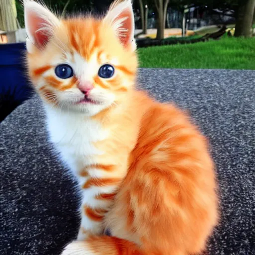 Prompt: cute fluffy orange tabby kitten, award winning