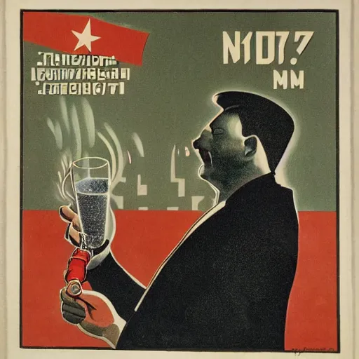 Image similar to communist man drinking champagne, soviet propaganda style