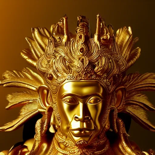 Image similar to golden statue of monkey king, powerful, hd