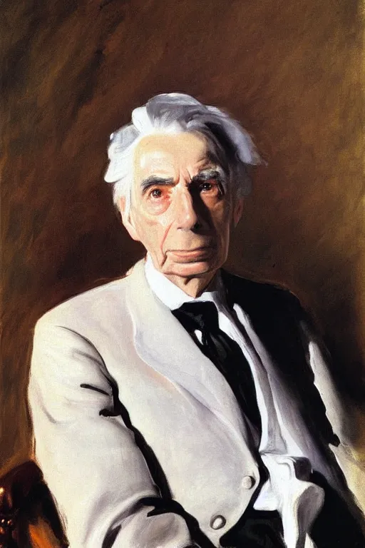 Prompt: portrait of Bertrand Russell, by John Singer Sargent