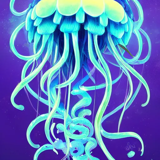 Image similar to studio ghibli jellyfish in a bright ocean deep focus, fantasy, intricate, elegant, highly detailed, digital painting, artstation, concept art, matte, sharp focus, illustration