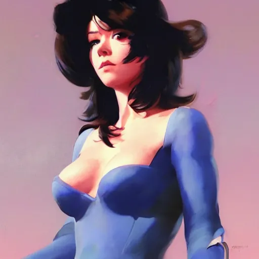 Prompt: greg manchess painting of mary elizabeth winstead as an overwatch character, profile picture, matte painting, bold shapes, hard edges, street art, trending on artstation, by huang guangjian and gil elvgren and sachin teng