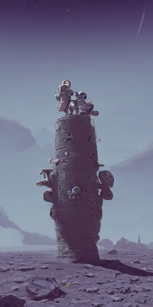 Prompt: a beautiful artwork illustration, astronauts discover a monolith on the moon, by rutkowski and stalenhag, featured on artstation