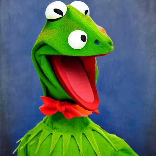 Image similar to portrait of jordan petersen as kermit the frog