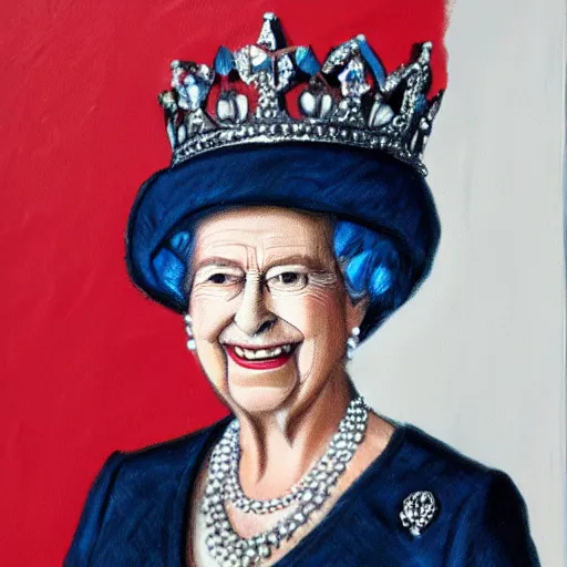 Prompt: HD, portrait of the queen of England, innate style of smart artist