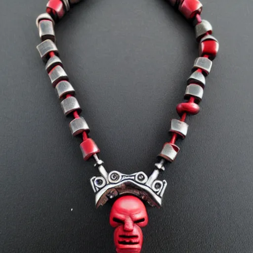 Image similar to necklace of hellboy, hyper realistic,