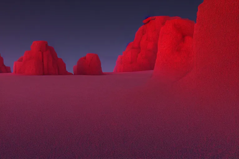 Image similar to a hd render of a surreal frozen landscape, cinematic lighting, by beeple and zdzisław beksinski, red color scheme