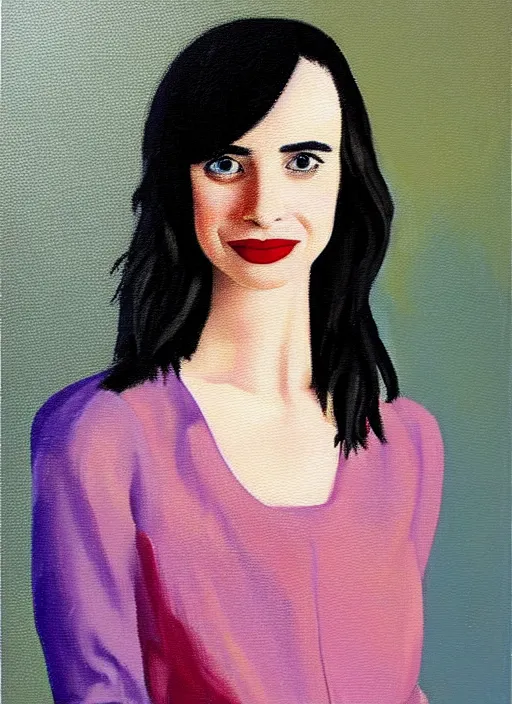 Image similar to oil painting portrait of emma roberts krysten ritter, by agnes lawrence pelton