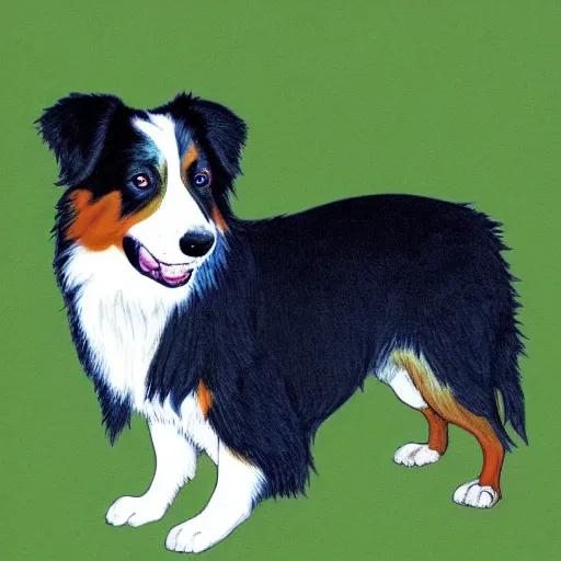 Prompt: australian shepard drawn by neil gaiman