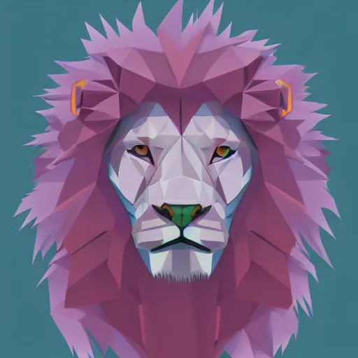 Image similar to aesthetic albino lion fursona portrait, commission of a anthropomorphic lion on fire, fursona wearing vaporwave stylish clothes, winter armosphere, pastel simple art, low poly