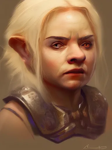 Prompt: dwarf girl, portrait, digital painting, elegant, beautiful, highly detailed, artstation, concept art