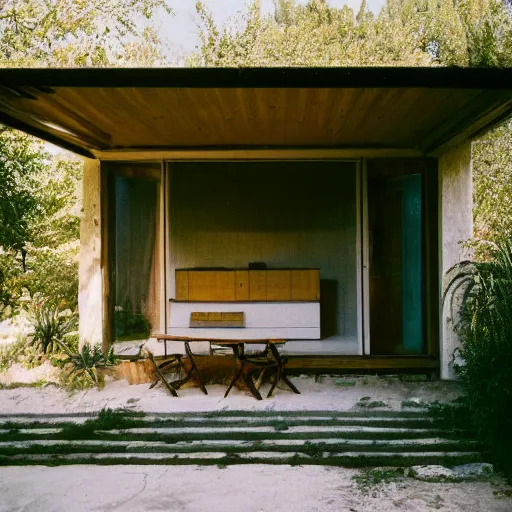 Image similar to Exterior of midcentury Bohemian house in Croatia. Photographed with Leica Summilux-M 24 mm lens, ISO 100, f/8, Portra 400