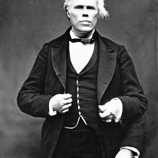 Prompt: Official Portrait of United States President Garey Busey, 1864, _Ambroty_