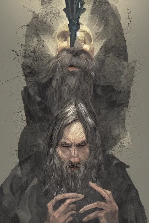 Prompt: the hermit from major arcana character concept art, digital painting, mixed media, trending on artstation and deviantart, epic composition, magnum opus, highly detailed, 8 k