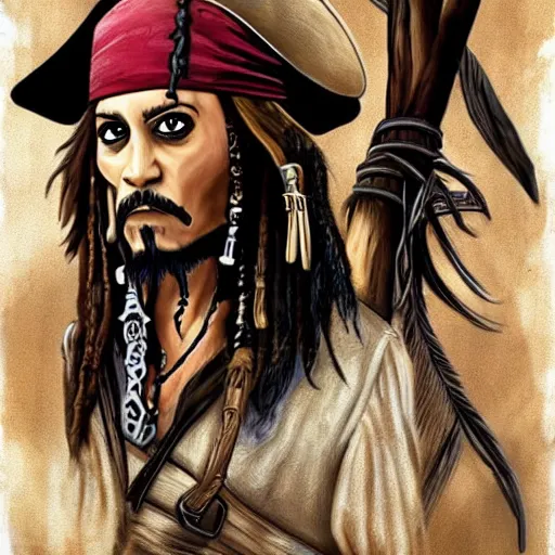 Image similar to jack sparrow in the style of monkey island