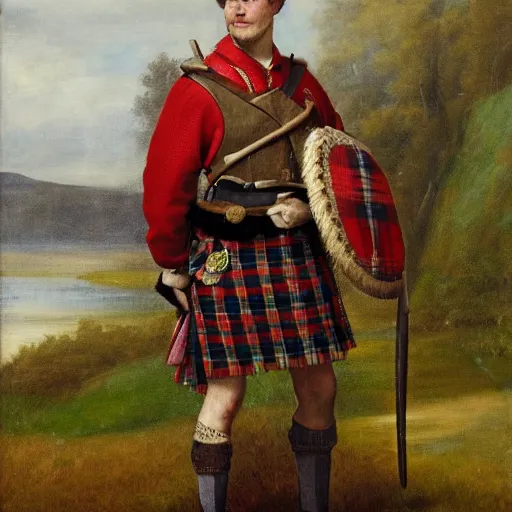 Image similar to a portrait of a Scottish laird wearing a balmoral, art