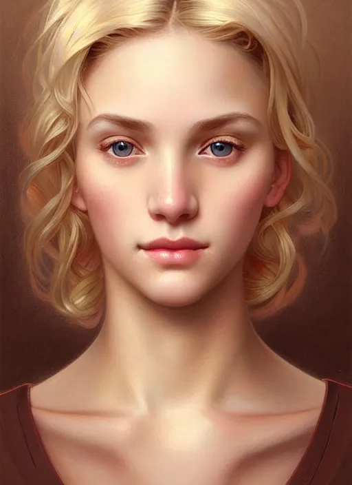 Prompt: beautiful feminine face! portrait of young woman blessed by god with ever - increasing physical and mental perfection, blonde hair, symmetrical!! intricate, elegant, highly detailed, vision of holy perfection!! smile, digital painting, artstation, concept art, smooth, sharp focus, illustration, art by artgerm and greg rutkowski and alphonse mucha