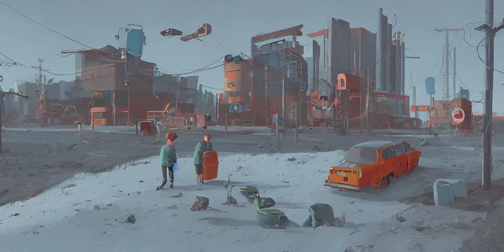 Image similar to digital painting by Simon Stalenhag