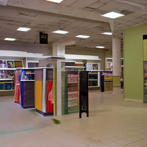 Prompt: color photograph of empty retail store