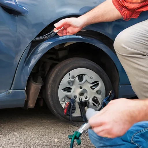 Image similar to a car battery shocks a man