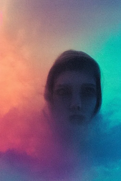 Image similar to high quality pastel coloured film close up wide angle photograph of a model wearing clothing resting on cloud furniture in a icelandic black rock environment in a partially haze filled dreamstate world. three point light, rainbow. photographic production. art directed. pastel colours. volumetric clouds. pastel gradient overlay. waves glitch artefacts. extreme facial clarity. 8 k. filmic.