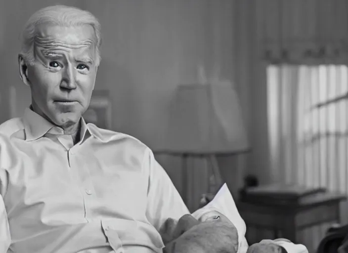 Image similar to film still of joe biden as a resident in a nursing home