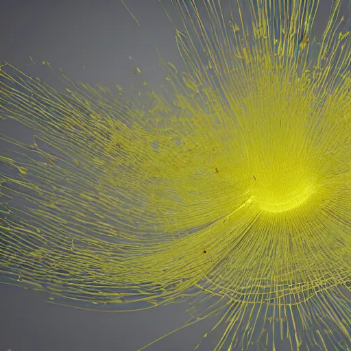 Prompt: data visualization, particles, curl noise, vortex, liquid, flocking, swarm, trail, fluid, 3 d, rendering, octane render,