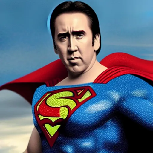 Prompt: nic cage as superman,