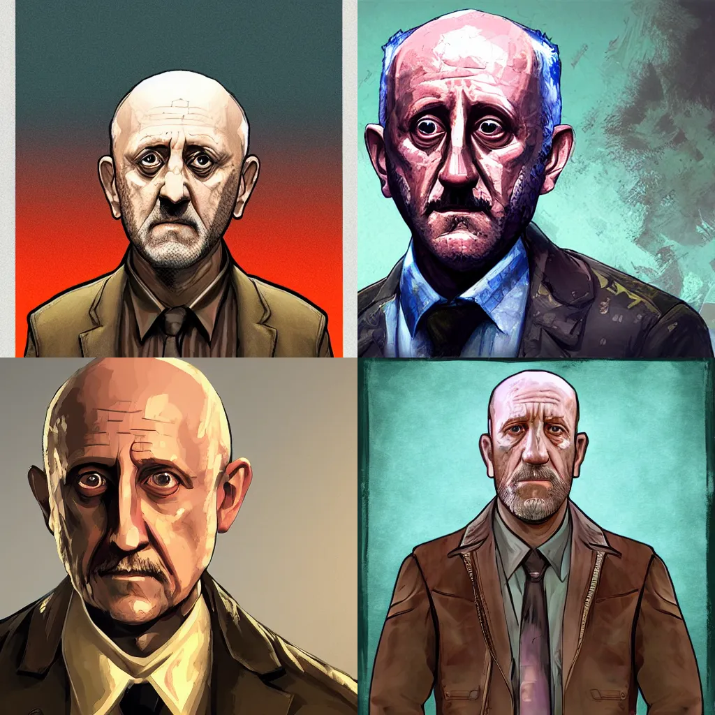 Prompt: disco elysium game portrait of mike ehrmantraut