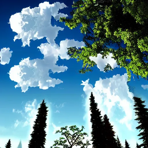 Image similar to a renaissance palace, beautiful tall trees, clouds in the sky, hyperrealistic