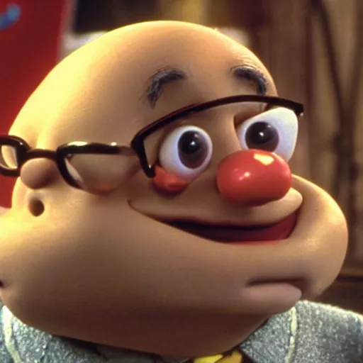 Prompt: a still of Danny Devito in Wallace and Gromit, claymation, photorealistic,