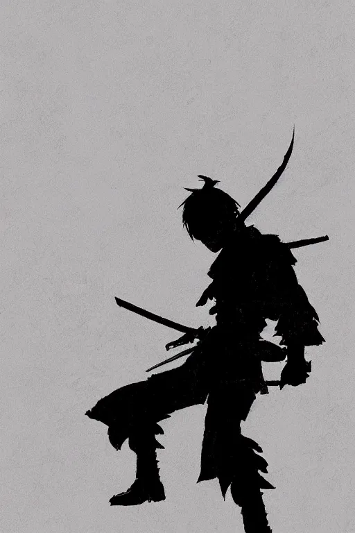 Image similar to silhouette, samurai, hyperchromatic, Handsome, full body by Yoji Shinkawa