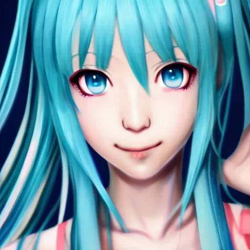 Image similar to photorealistic hatsune miku