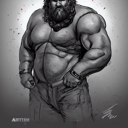 Image similar to large, stocky bearded man, sci fi, shadowrun, by artgerm, josan gonzales, artstation, concept art, sharp focus, graphic novel