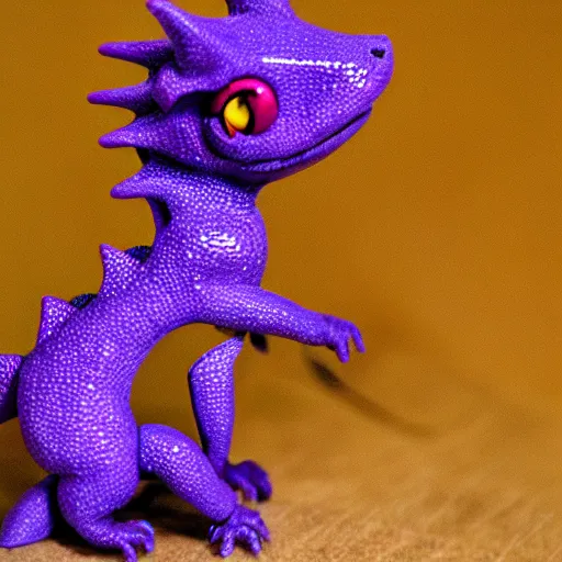 Prompt: a purple lightning baby dragon