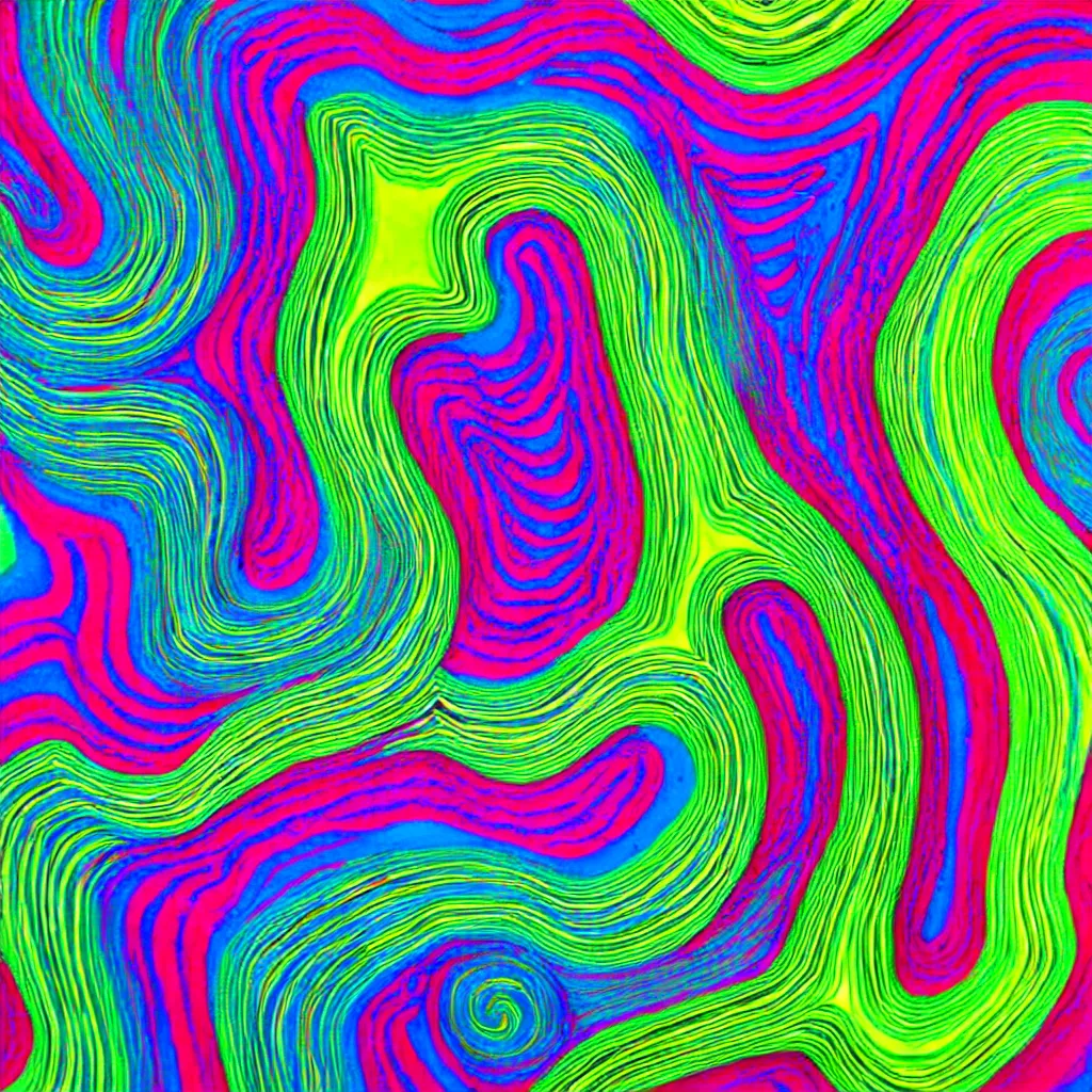 Prompt: psychedelic slithering twists of colored paint
