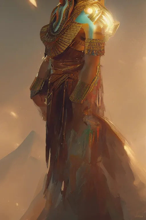 Image similar to egyptian god, light, intricate, elegant, volumetric lighting, digital painting, highly detailed, artstation, sharp focus, illustration, ruan jia, rutkowski