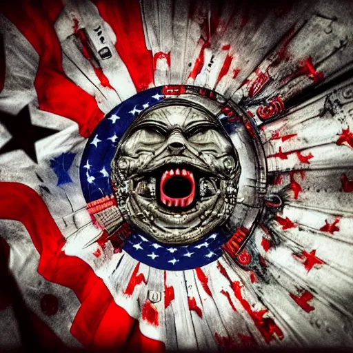 Prompt: billionaire american flag scariest horror nightmare by horiyoshi iii, digital art, deepdream cosmic, 3 d high definition, trending on artstation, photorealistic, high resolution, 8 k, octane, hyper detailed, trending on deviantart insane details, intricate, elite, ornate, elegant trend, highly detailed and intricate, sharp focus, photography, unreal engine