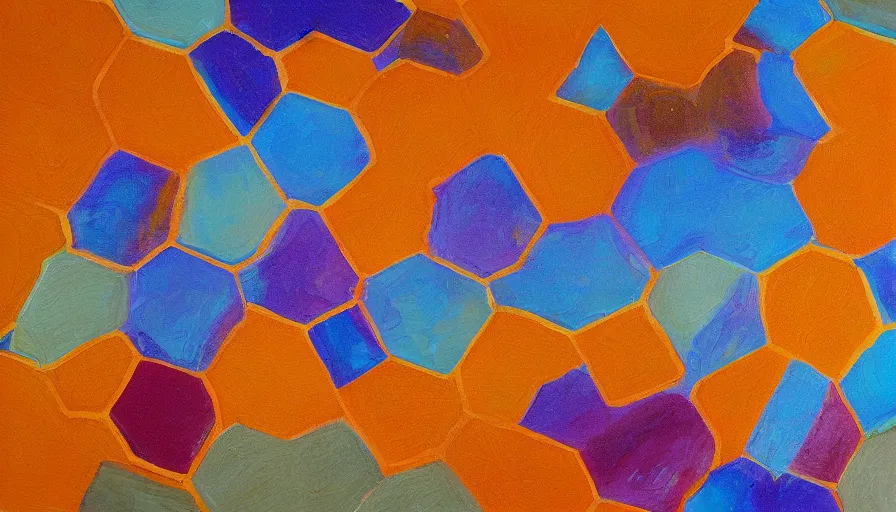 Prompt: the sun, blocked by a hexagon in space, painting