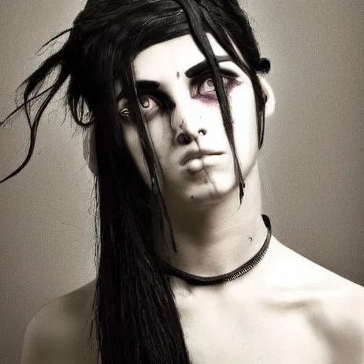 Image similar to a woman version of jesus christ. pretty. goth. cyberpunk. emo. pretty. trending detailed. photography.