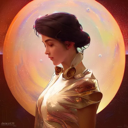 Image similar to a birthday cake made of the fabric of space, art by artgerm and greg rutkowski and alphonse mucha, concept art, octane render, unreal engine 5, highly detailed, high quality, 8 k, soft lighting, realistic face, path traced