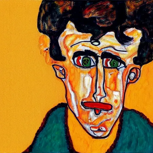 Image similar to a painting of donald trump in the style of egon schiele.