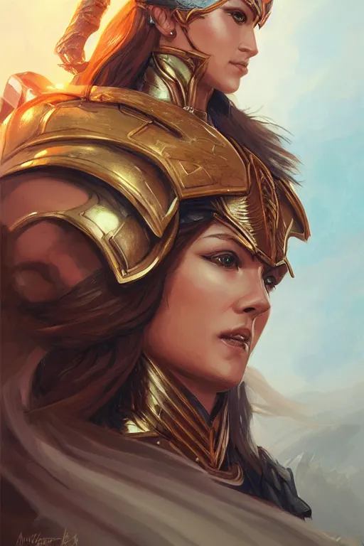 Image similar to amazon valkyrie athena, d & d, fantasy, portrait, highly detailed, headshot, digital painting, trending on artstation, concept art, sharp focus, illustration, art by artgerm and greg rutkowski and magali villeneuve