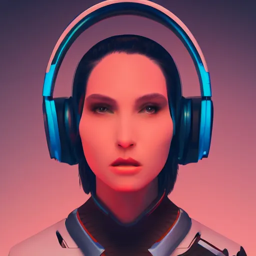 Prompt: a futuristic woman with headphones on, cyberpunk art by victor mosquera, featured on artstation, digital art, futuristic, artstation hd, sci - fi