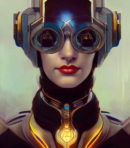 Prompt: portrait of a cyberpunk art deco woman who looks like Power Girl sci-fi, fantasy, intricate, elegant, highly detailed, digital painting, artstation, smooth, sharp focus, illustration, art by artgerm and greg rutkowski and alphonse mucha