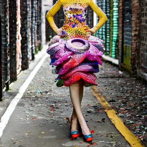 Image similar to 👗 made of 🍄 !! studio photo, street style, high fashion, backlit, Alexander mcqueen, Vivienne Westwood, Oscar De la Renta, Dior, fantasy lut,