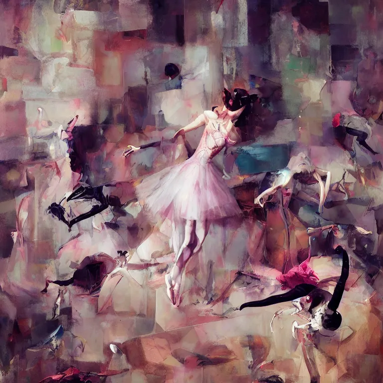 Prompt: ballerina recital in the style of adrian ghenie, 3 d render, esao andrews, jenny saville, surrealism, dark art by james jean, ross tran, optical illusions, modern cubism