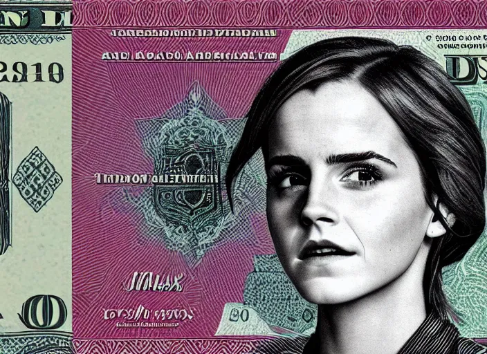 Image similar to emma watson on the american dollar bill