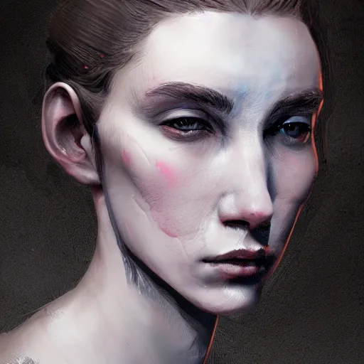 Prompt: portrait of a woman with a cracked porcelain face by cedric peyravernay
